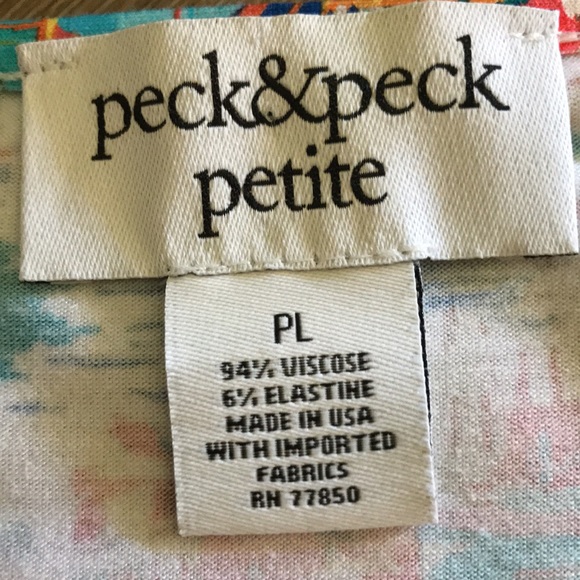 PECK&PECK PETITE SUMMER TOP 3/4 SLEEVES SIZE PL Excellent Condition - Picture 6 of 7